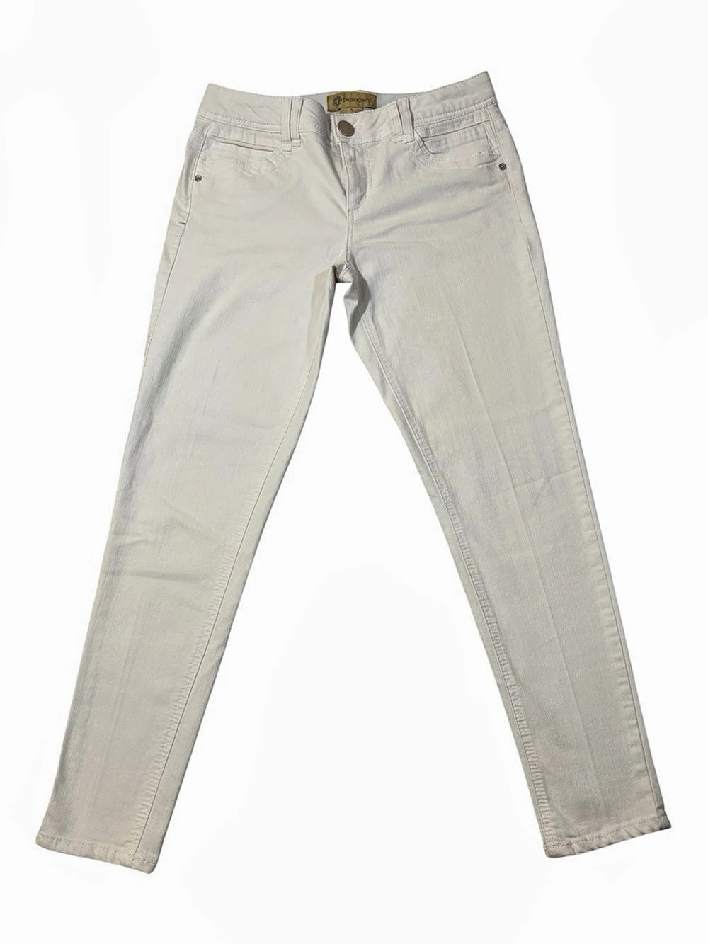 Democracy Jeans, "Ab" technology Skinny Jeans White Denim, Size 6, 28x27, Short